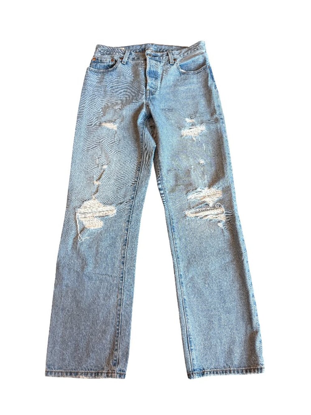 Levi's 501 Light Wash Jeans Straight Leg Distressed Classic Size 28 x 32 Women's
